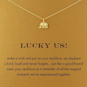 An elephant is kind, Pendant Necklace with Message Card Gift Card